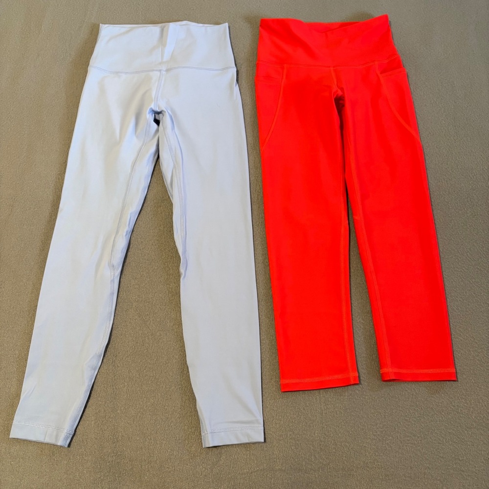 Lot 2 Hyba Old Navy Active Leggings Womens XS Blue Red High Waist Athletic Yoga